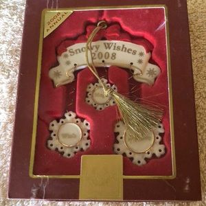 LENOX SNOWY WISHES 2008 Hope Wish Believe Christmas Ornament 4”x3.5”